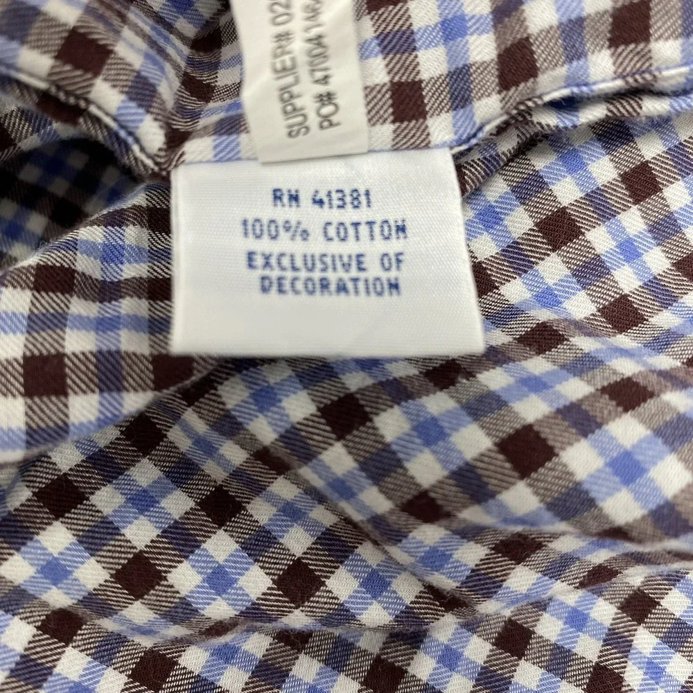 Ralph Lauren Button Down‎ Mens XXL Brown Blue Gingham Check Long Sleeve Shirt